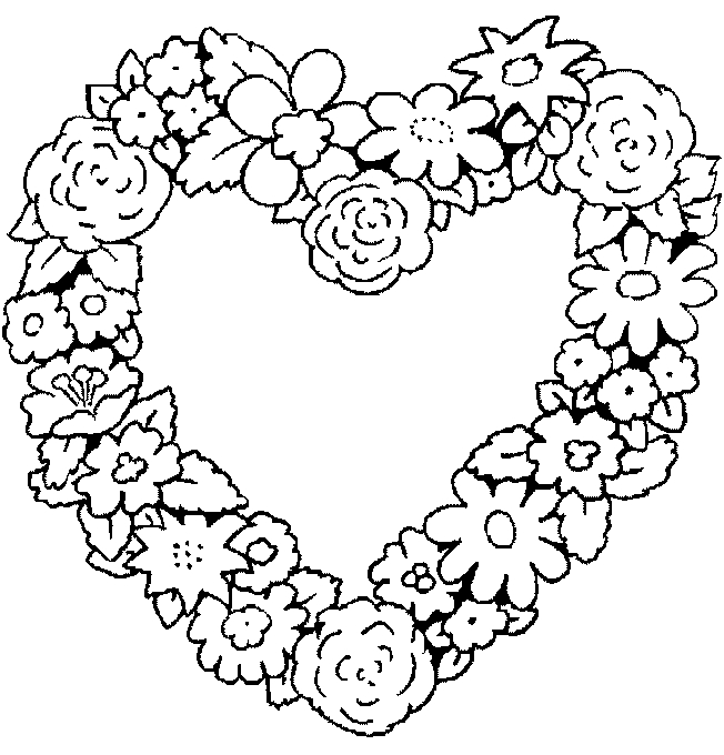 Coloriage de deux cœurs entrelacés décorés pour la Saint-Valentin