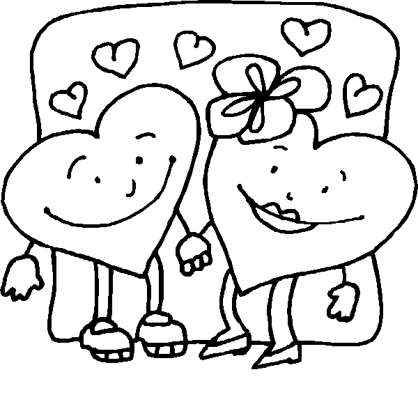 Coloriage de la Saint-Valentin avec des cœurs et des fleurs