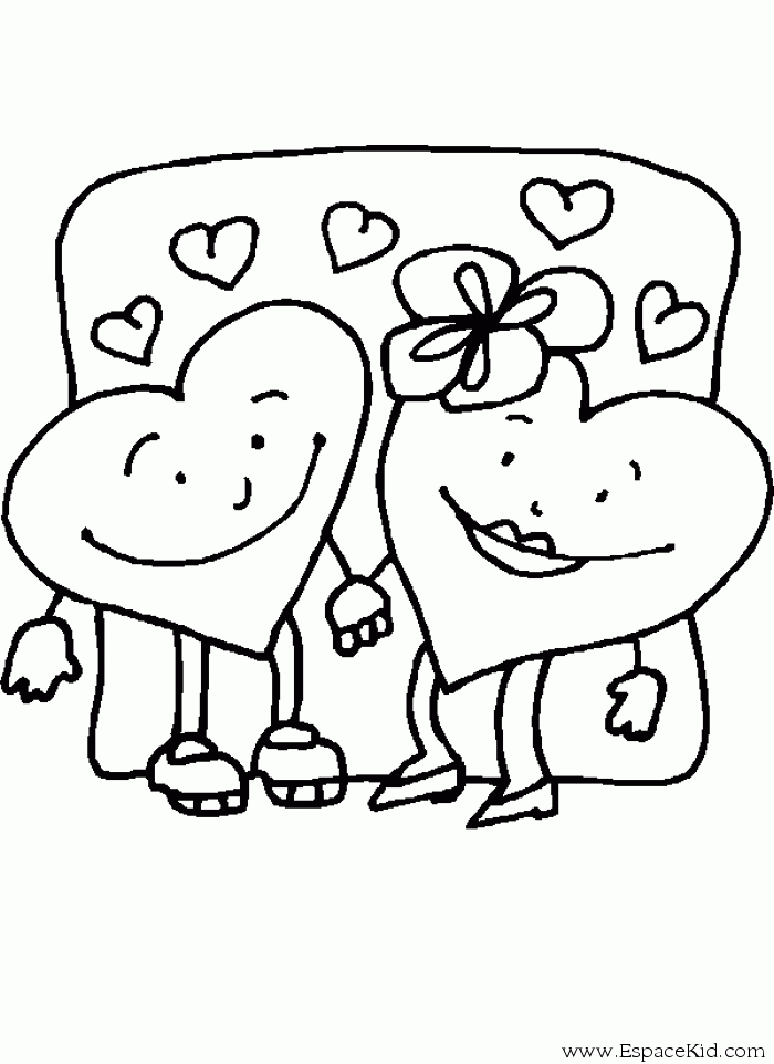 Coloriage de la Saint-Valentin avec des cœurs et des fleurs