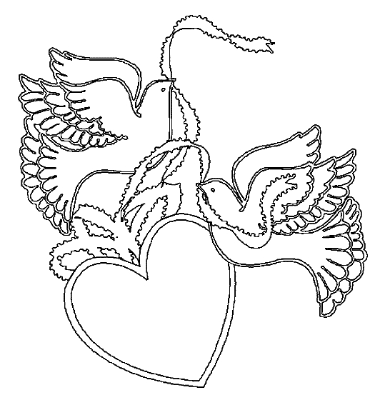 Coloriage de la Saint-Valentin avec des cœurs et des personnages amoureux