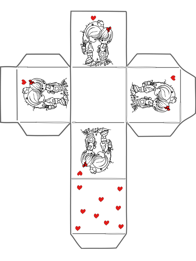 Coloriage de la Saint-Valentin avec des cœurs et des personnages amoureux