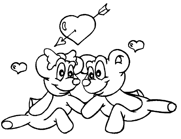 Coloriage de la Saint-Valentin avec un couple d'amoureux et des cœurs
