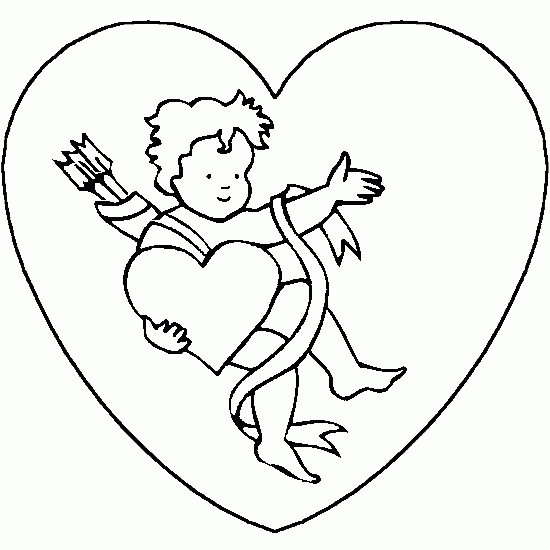 Coloriage représentant un couple amoureux entouré de cœurs pour la Saint-Valentin