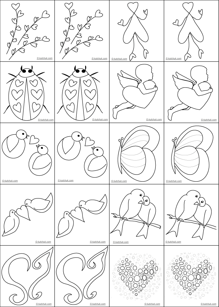 Coloriage d'un couple amoureux célébrant la Saint-Valentin
