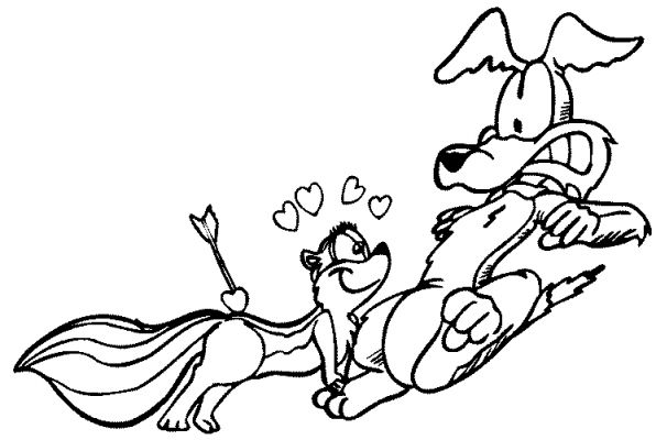 Coloriage de la Saint-Valentin avec un couple amoureux entouré de cœurs