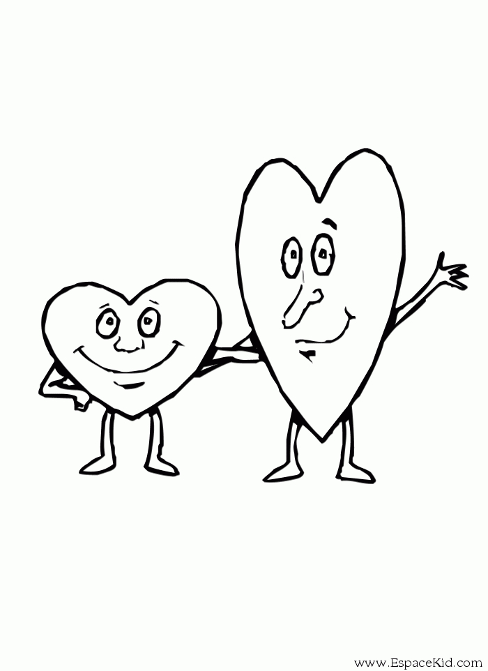 Coloriage de la Saint-Valentin avec des cœurs et des personnages amoureux
