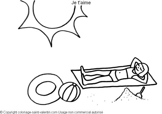 Coloriage de Saint-Valentin avec un couple amoureux entouré de cœurs