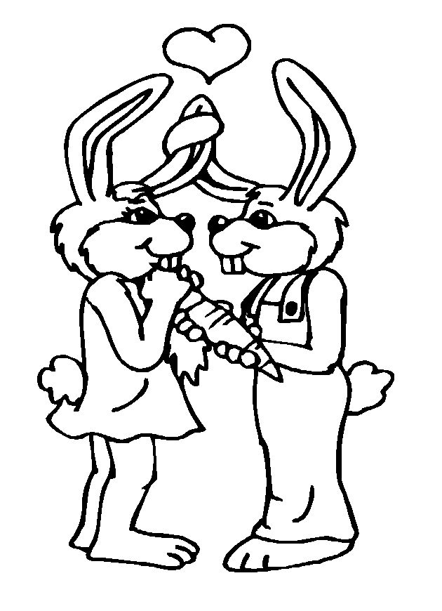 Coloriage de Saint-Valentin avec un couple amoureux et des cœurs