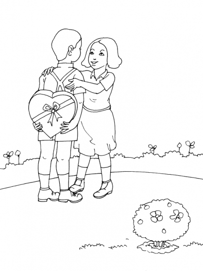 Scène de Saint-Valentin avec des cœurs et des personnages joyeux