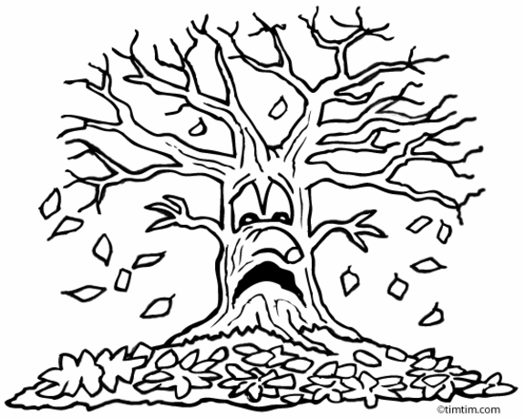 Scène de l'automne avec un arbre et des feuilles tombantes