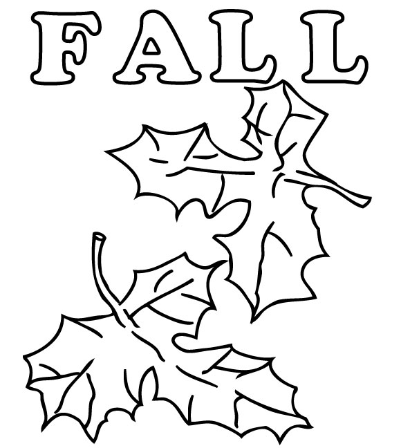 Un coloriage représentant une scène automnale avec des arbres et des feuilles tombantes