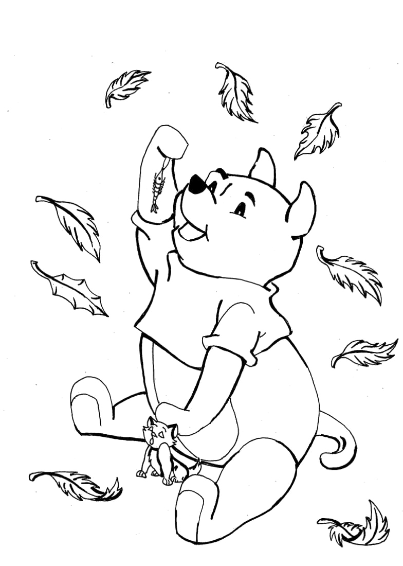 Un coloriage d'arbres aux couleurs d'automne avec un champ de citrouilles
