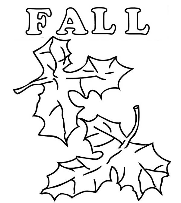 Un coloriage représentant une scène automnale avec des arbres et des feuilles tombantes