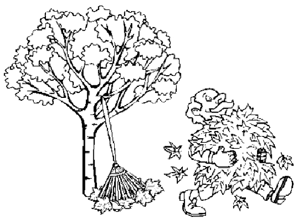 Scène d'automne avec un arbre, des feuilles et un petit animal