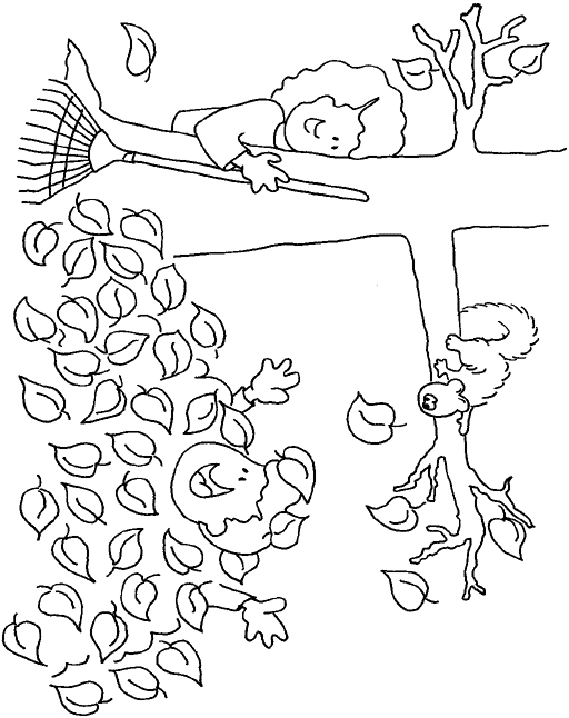 Scène d'automne avec un enfant ramassant des feuilles