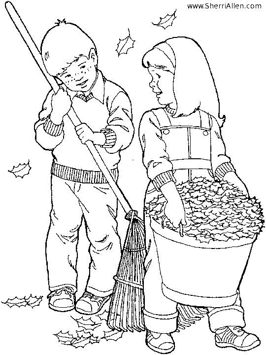 Un coloriage d'automne avec des feuilles et un écureuil
