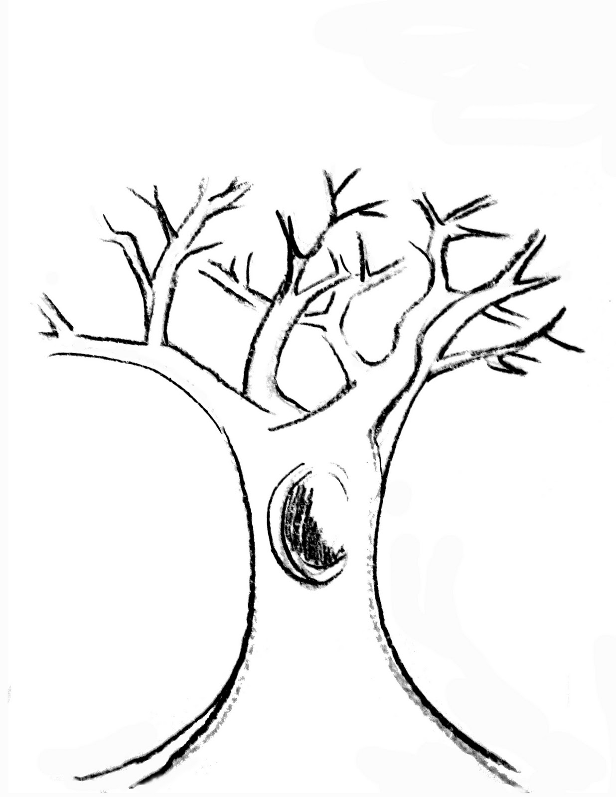 Coloriage d'une scène automnale avec un arbre et des feuilles tombantes