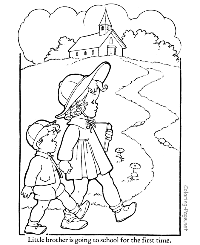 Coloriage d'une scène automnale avec un arbre et des feuilles tombantes