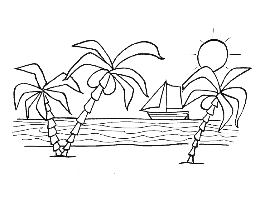Un enfant s'amuse à colorier une scène estivale ensoleillée avec des éléments de la nature