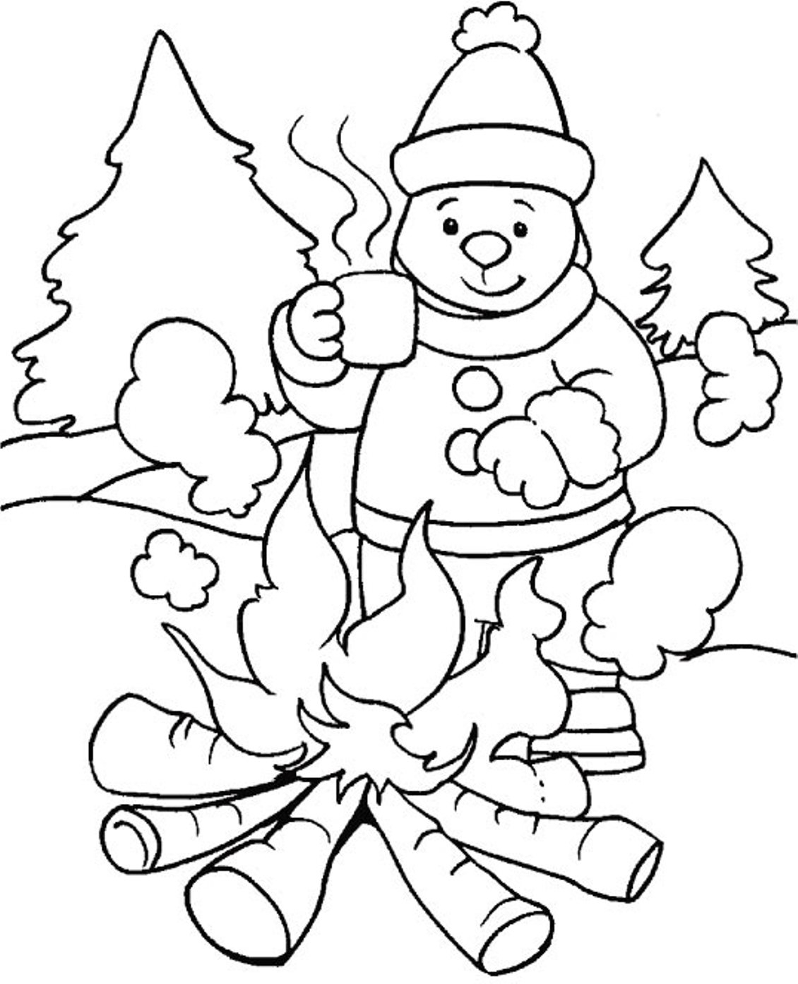 Scène hivernale avec un enfant et son bonhomme de neige