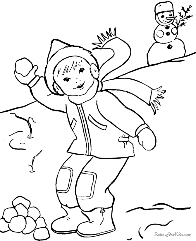Un enfant en train de colorier un paysage hivernal