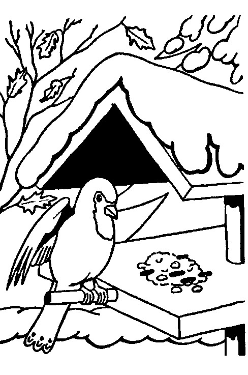 Coloriage d'une scène hivernale avec un bonhomme de neige et un sapin