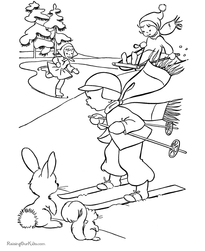 Scène hivernale avec un bonhomme de neige et des enfants jouant Scène hivernale avec un bonhomme de neige et des enfants jouant