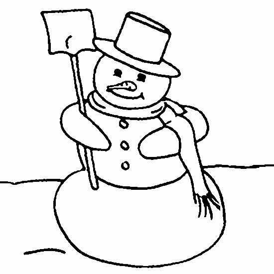 Scène hivernale avec un bonhomme de neige et des flocons