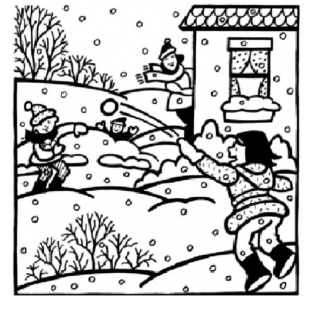 Un personnage joyeux construisant un bonhomme de neige en hiver