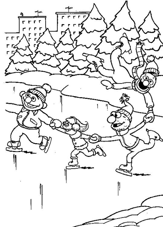 Scène hivernale avec un bonhomme de neige et des flocons