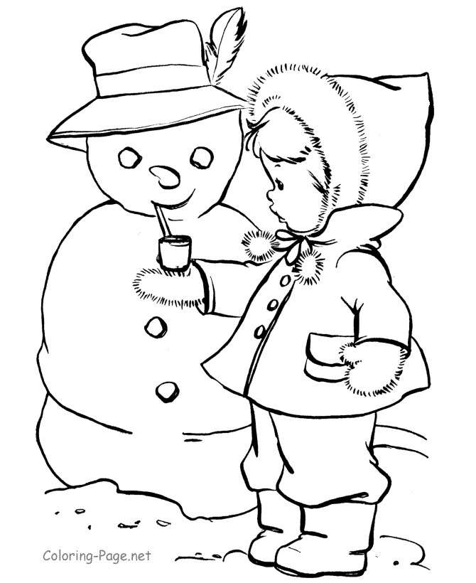 Un enfant en train de construire un bonhomme de neige dans un paysage hivernal