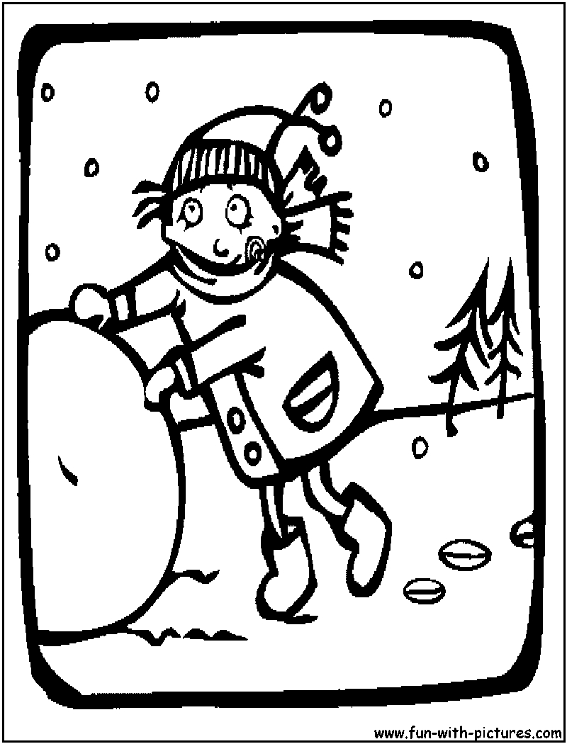 Scène hivernale avec un bonhomme de neige et des enfants jouant dans la neige