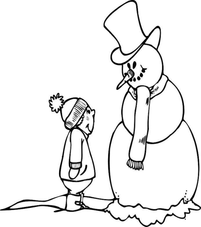 Un enfant en train de colorier un paysage hivernal