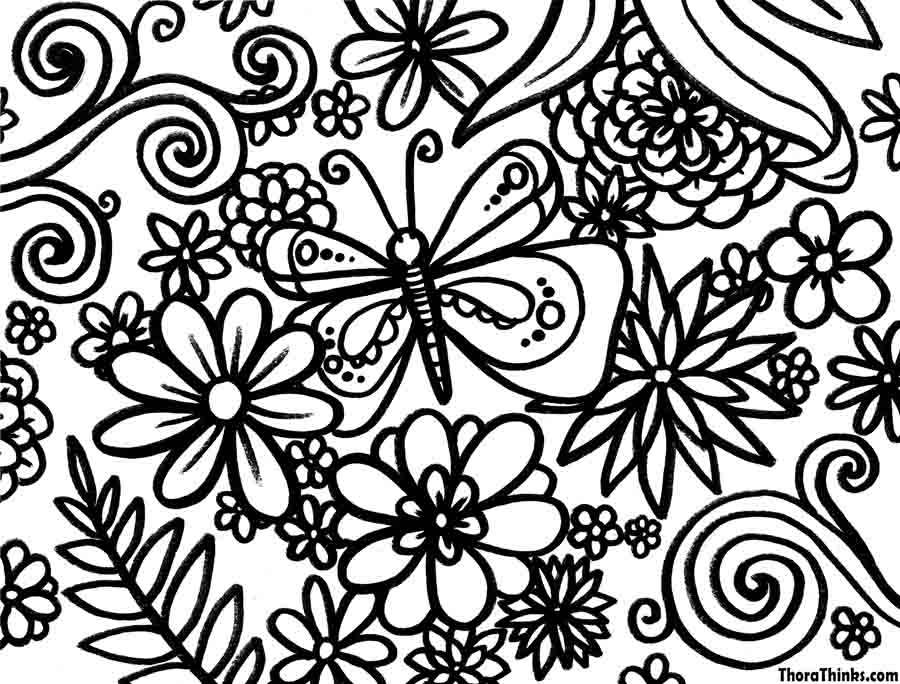 Scène de printemps avec des fleurs et un papillon