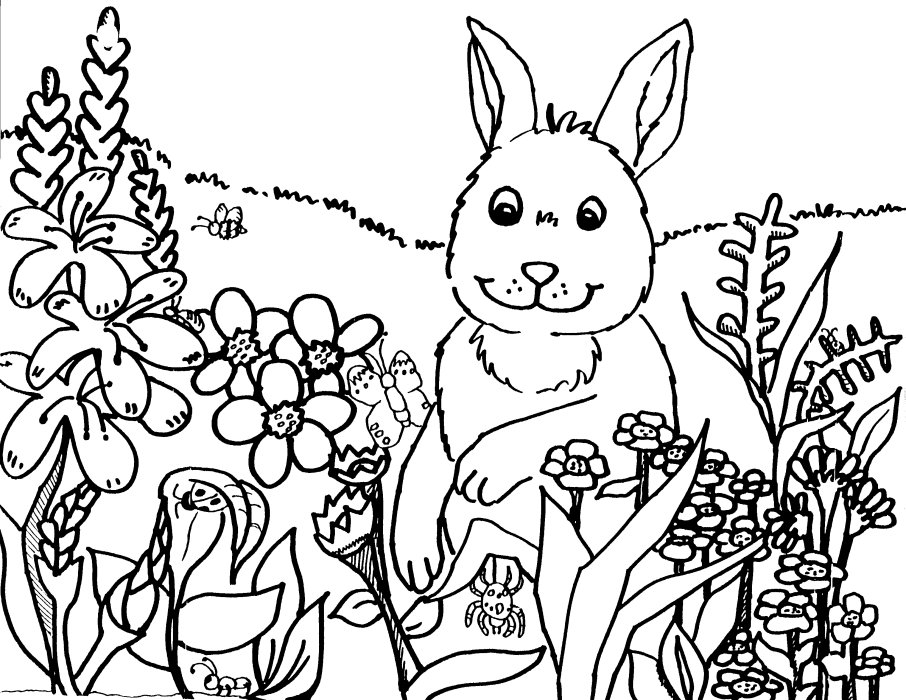 Un jardin printanier avec des fleurs et un papillon