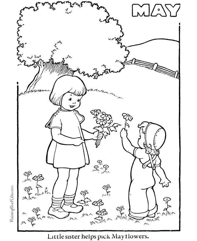 Un joli coloriage de printemps avec des fleurs et un papillon