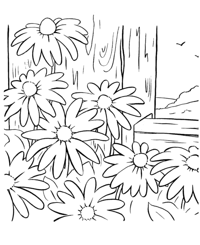 Un enfant en train de colorier un paysage printanier