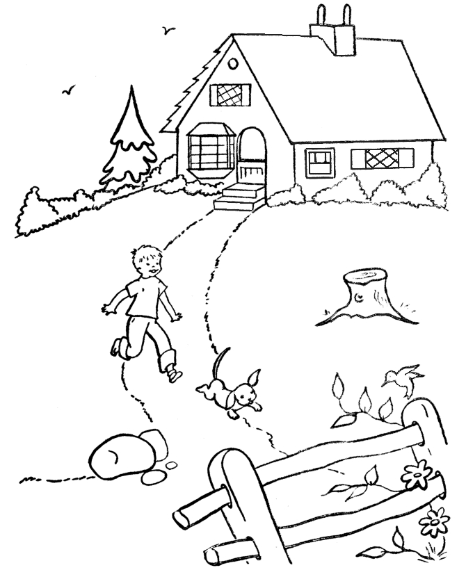 Coloriage de printemps avec un lapin et des fleurs au jardin