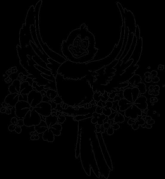Scène de printemps avec un oiseau chantant et des fleurs écloses