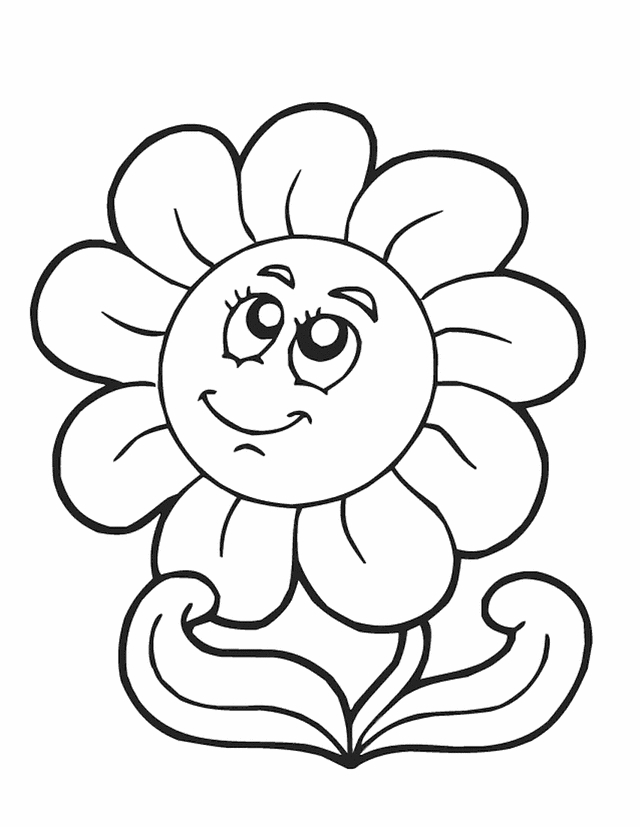 Coloriage de printemps avec un arbre, des fleurs et un papillon