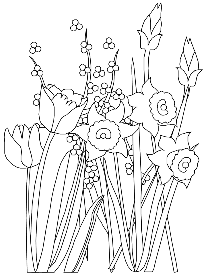 Un jardin printanier avec des fleurs en pleine floraison et un papillon vibrantly coloré
