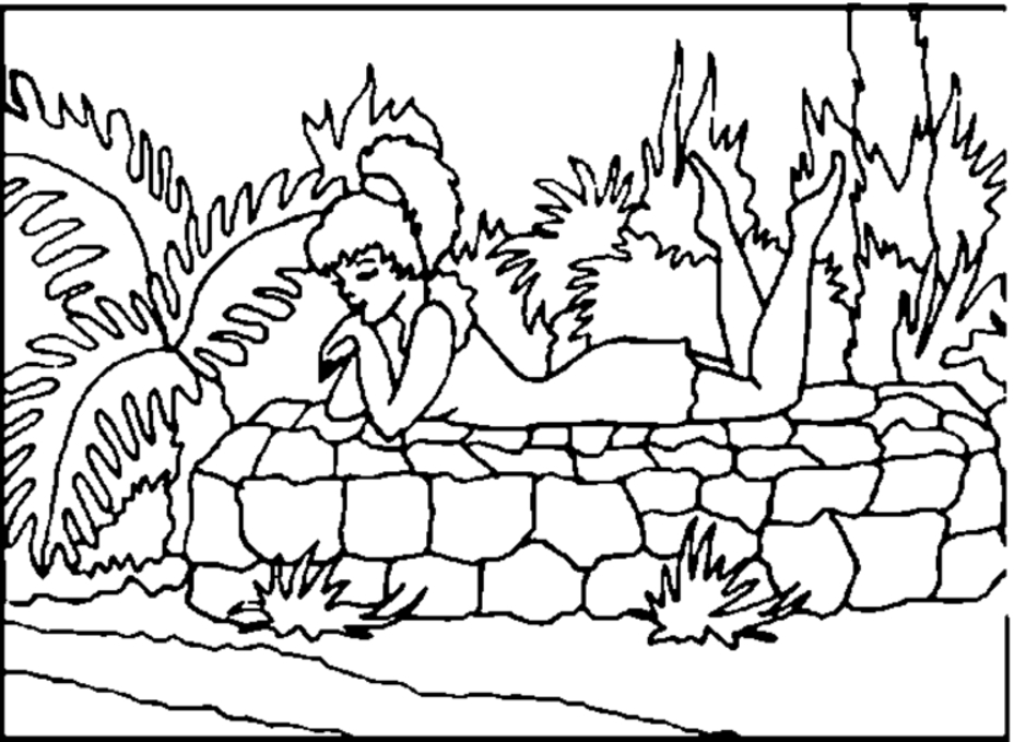 Scène printanière avec un lapin entouré de fleurs et d'arbres