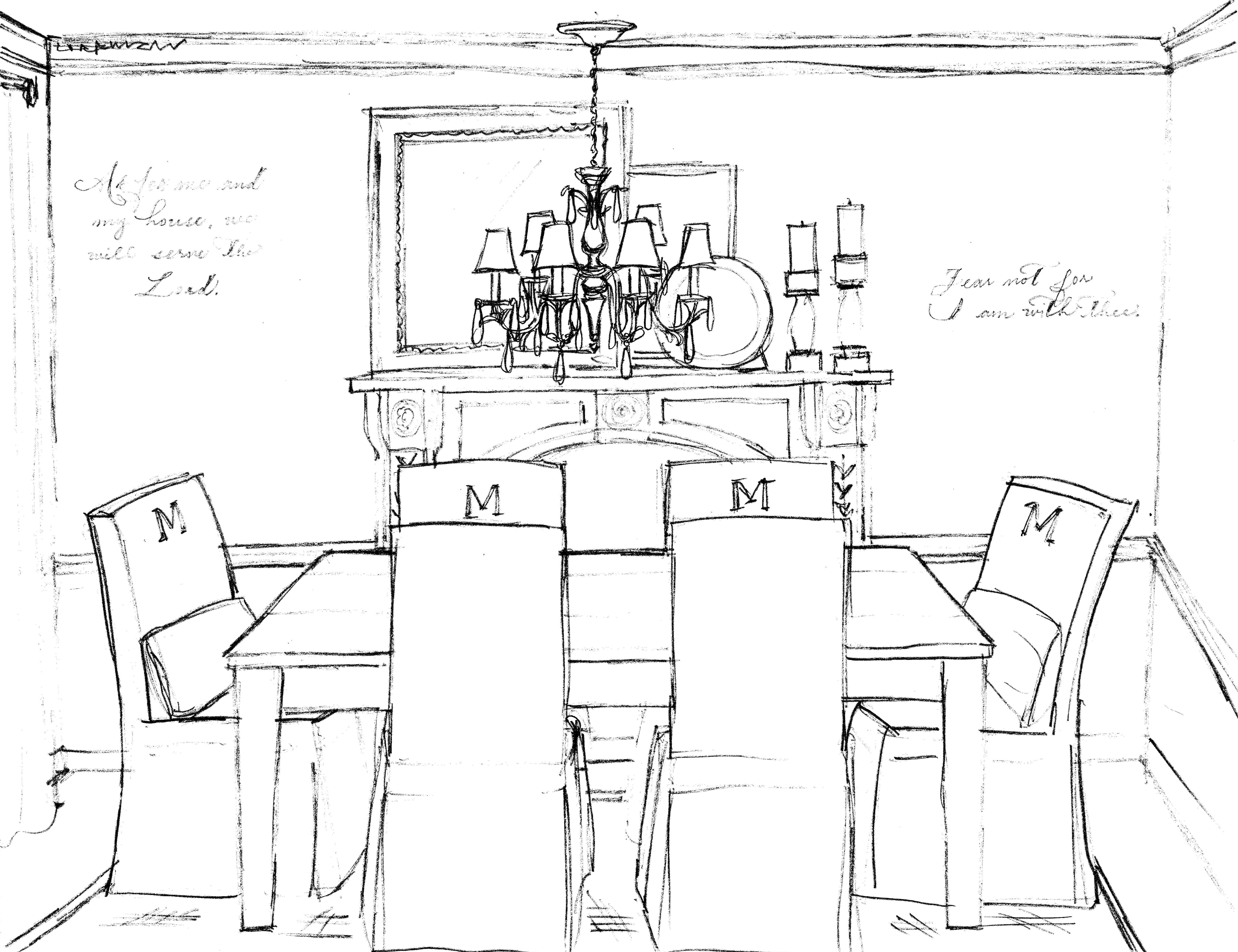 Coloriage d'une salle à manger chaleureuse avec une table et des chaises