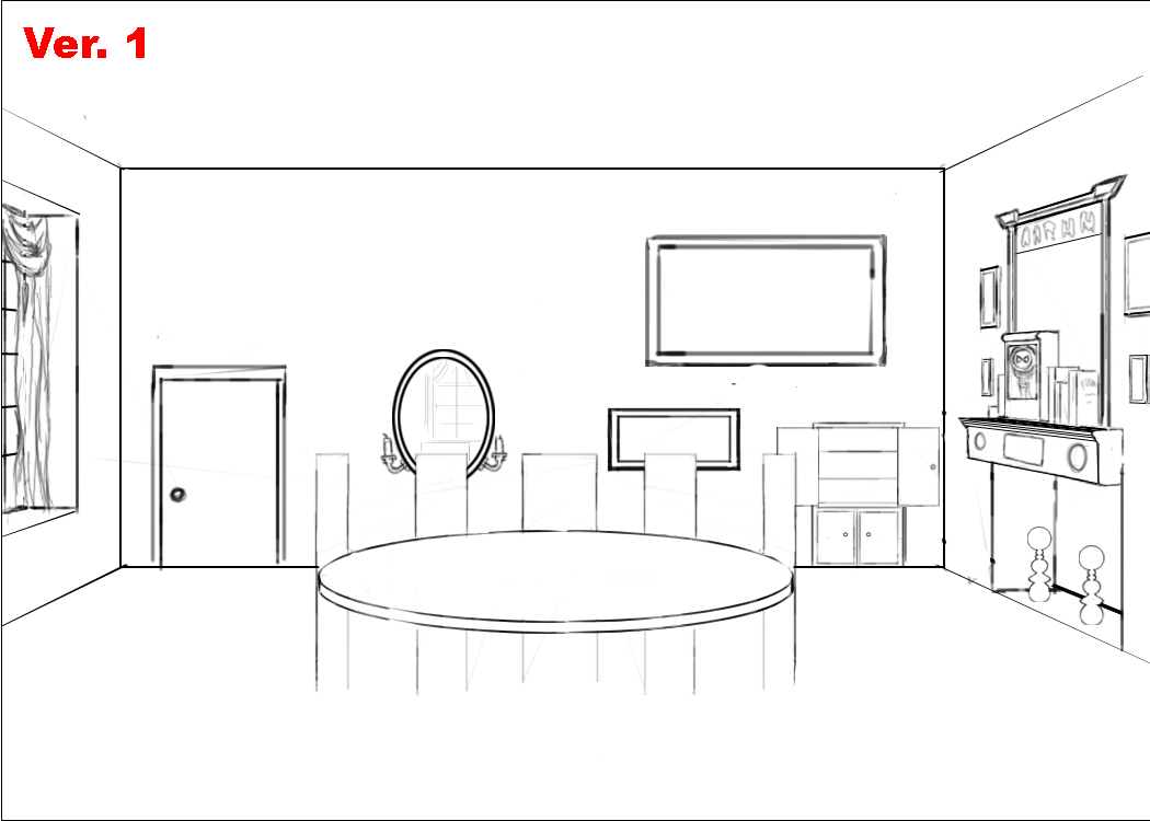 Coloriage d'une salle à manger conviviale avec une grande table