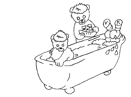 Coloriage d'une salle de bain avec baignoire et accessoires