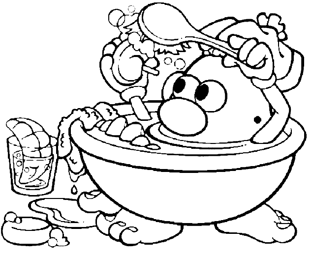 Coloriage d'une salle de bain avec baignoire et éléments de décoration