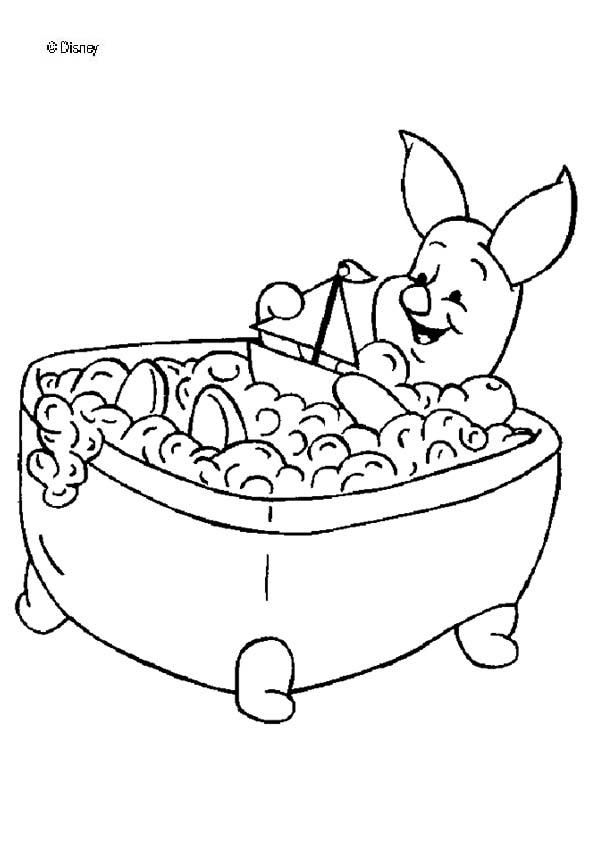 Coloriage d'une salle de bain avec baignoire et accessoires