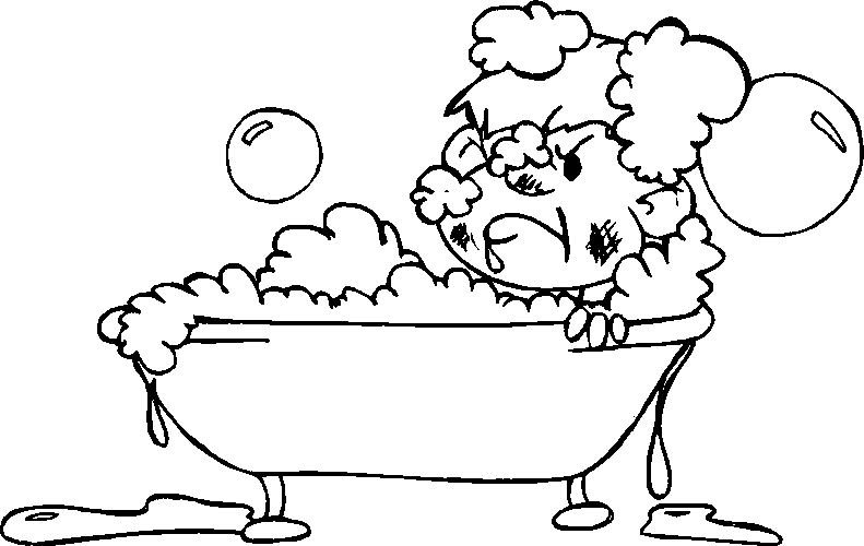 Coloriage d'une salle de bain avec baignoire et accessoires