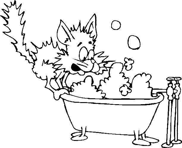 Coloriage d'une salle de bain avec baignoire et accessoires