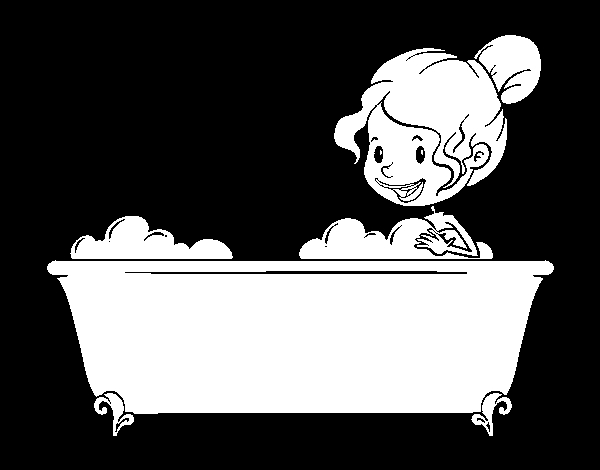 Coloriage d'une salle de bain avec baignoire et accessoires
